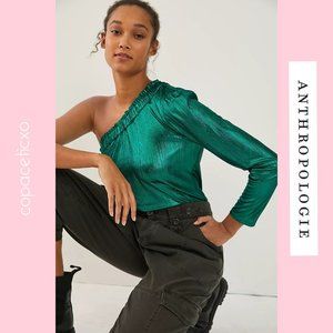NWT Anthropologie Cleo Metallic One-Shoulder Top